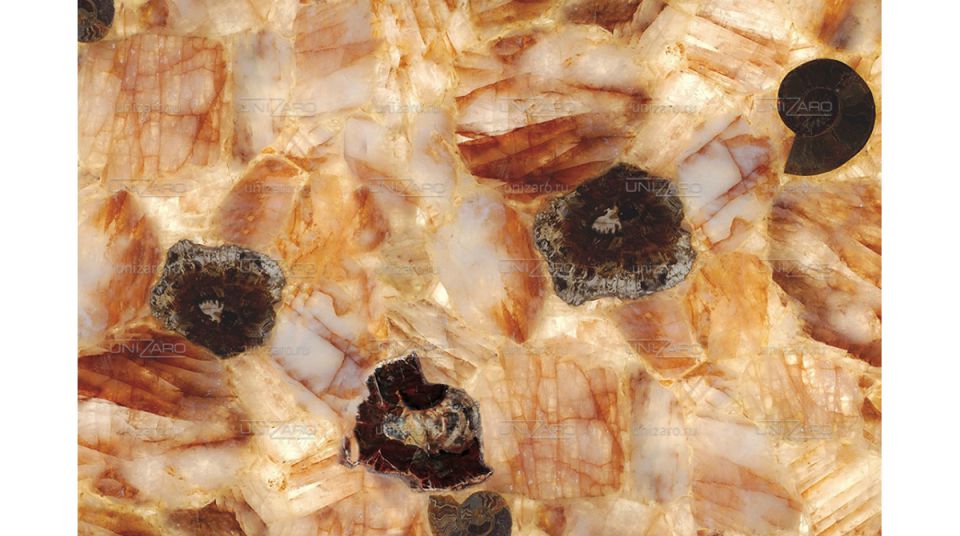 Fossilized Hematoid Quartz — Фрагмент с подсветкой