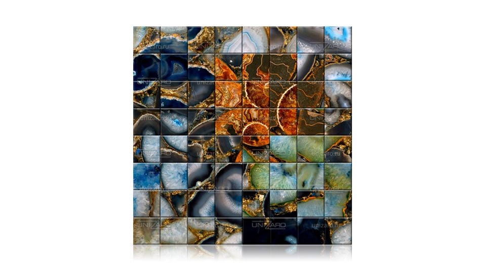 Blue Agate Precious Gold — Мозаика из камня