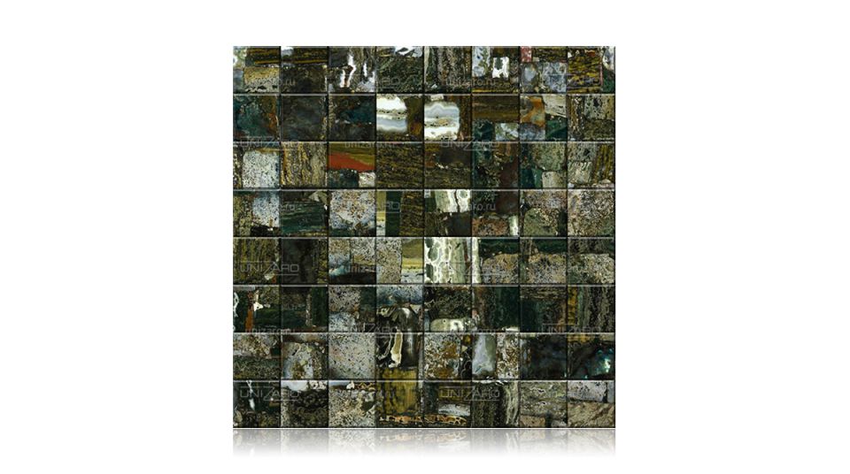 Semiprecious stone mosaic Retro Mix Ocean Jasper and Labrodorite — Мозаика из камня