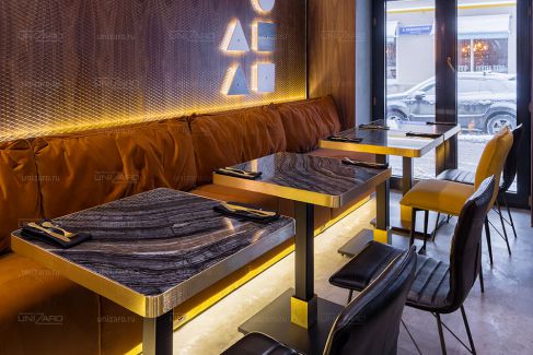 Проект №25 - Столешницы и барные стойки с латунью для ресторана